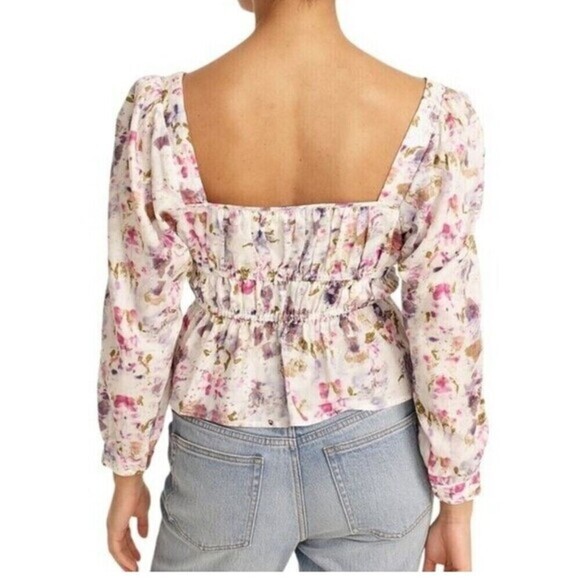 J‎ Crew x Flora Obscura Blouse Cinched-waist Top  Kaleidoscope Floral Size 2 - Picture 2 of 16